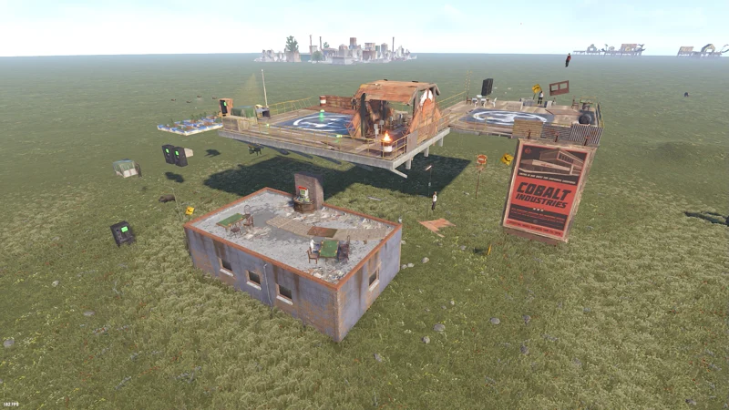 The Combined Outpost custom Rust prefab from above, Outpost with the Bandit Camp vendors added into one safe zone