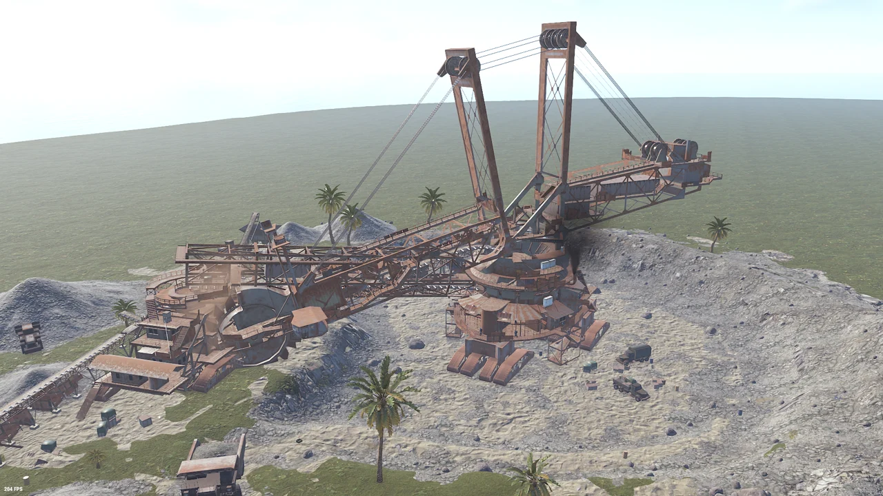 The Giant Excavator arm pointing the wrong way after the monument was rotated on a custom Rust map